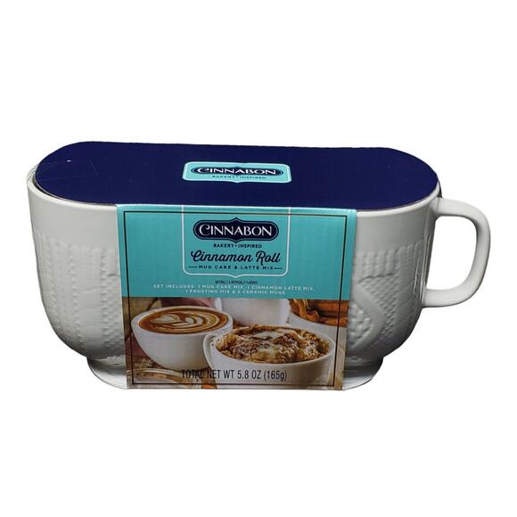 Cinnabon Cinnamon Roll 2 Ceramic Mug Set = Cake Cinnamon Latte & Frosting Mix - Picture 1 of 9